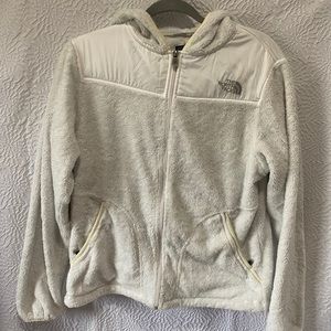 White North Face Zip Up Hoodie